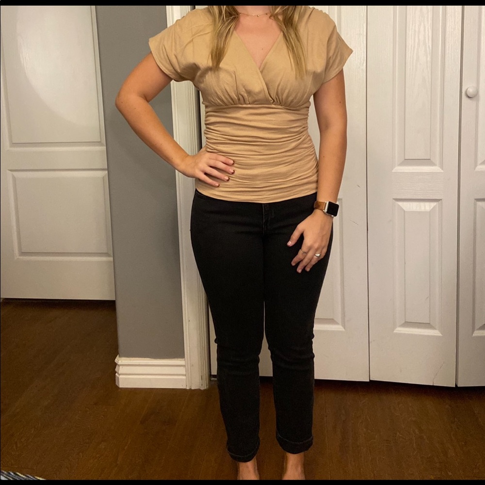 Tan Vneck Blouse